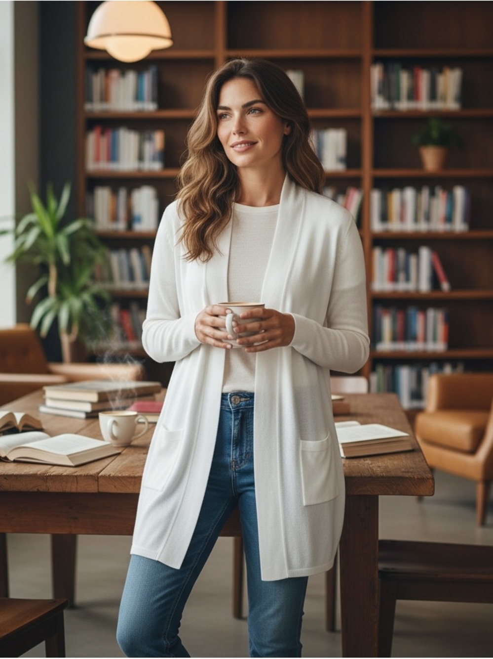 NWT The Limited Cardigan Open Front White Cardigan Sweater Women’s Size Large